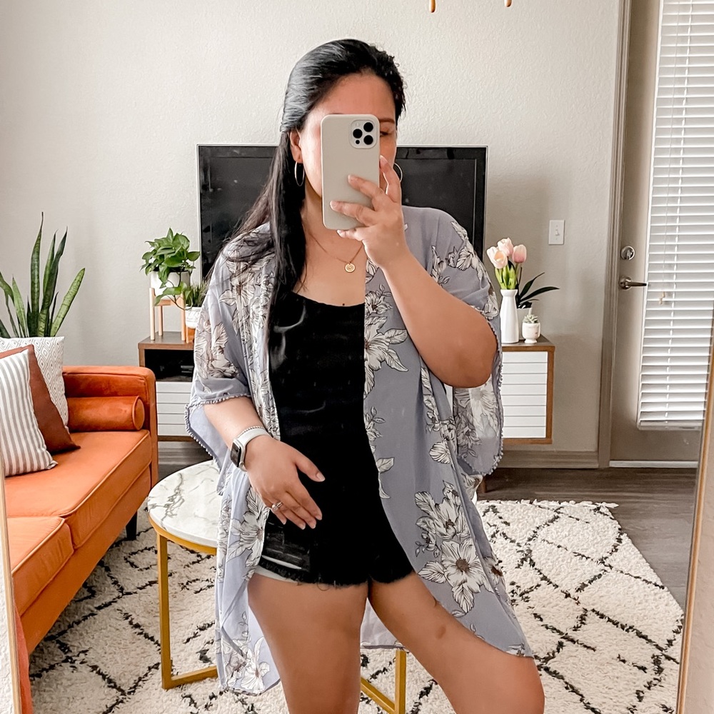 Gianni Bini Floral Purple Kimono Coverup